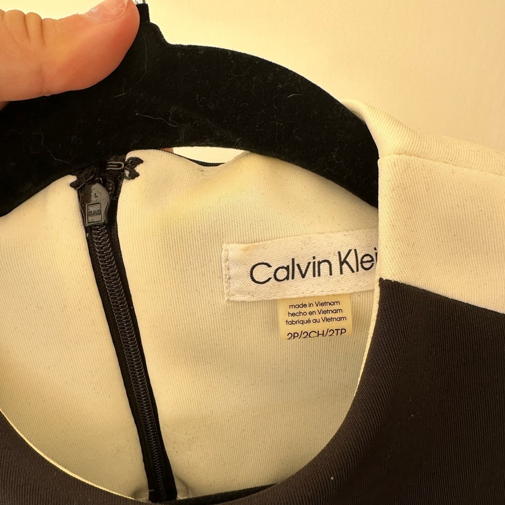 Calvin Klein Black and White Contrast Scuba Sheath Dress - Picture 5 of 5
